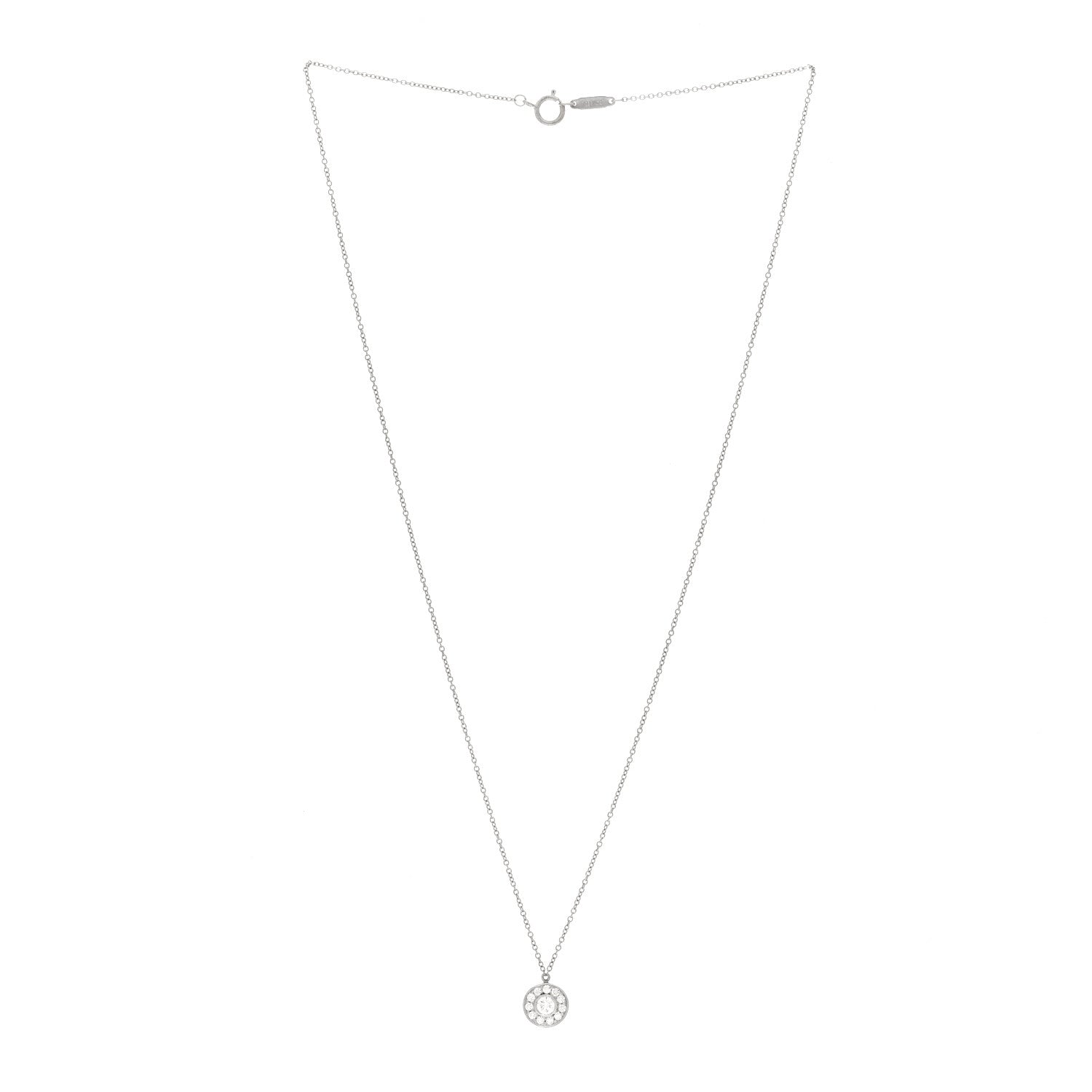 Tiffany Platinum Diamond .32ctw Circlet Pendant Necklace 3 of 4