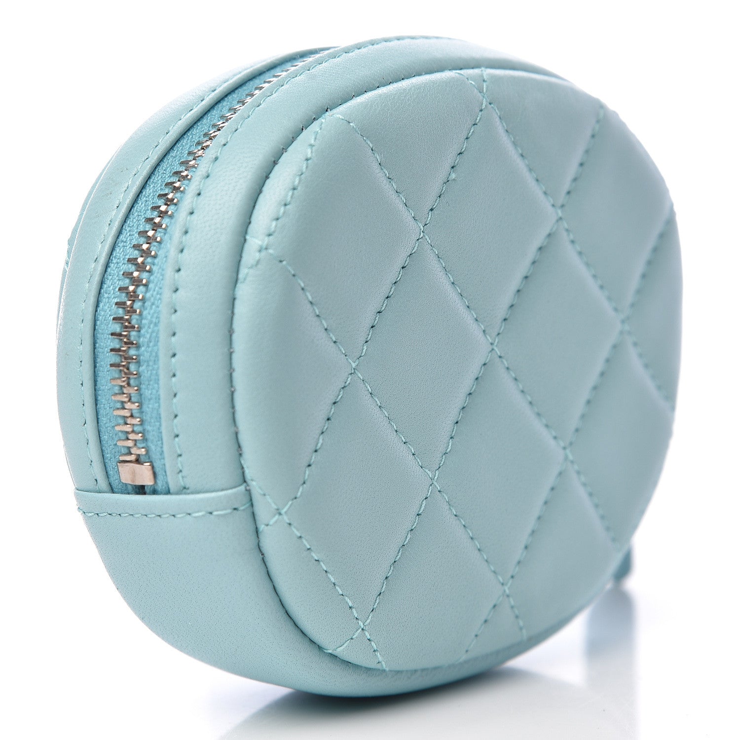 Chanel Lambskin Quilted Zip Around Classic Coin Purse Light Blue 3 of 9