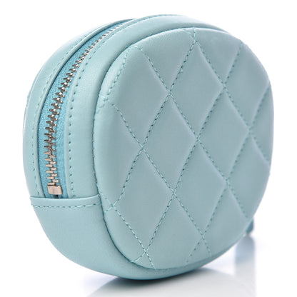Chanel Lambskin Quilted Zip Around Classic Coin Purse Light Blue 3 of 9