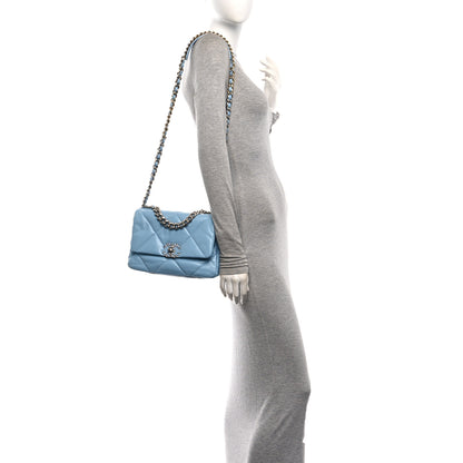 Chanel Lambskin Quilted Medium Chanel 19 Flap Light Blue Light Blue 2 of 10