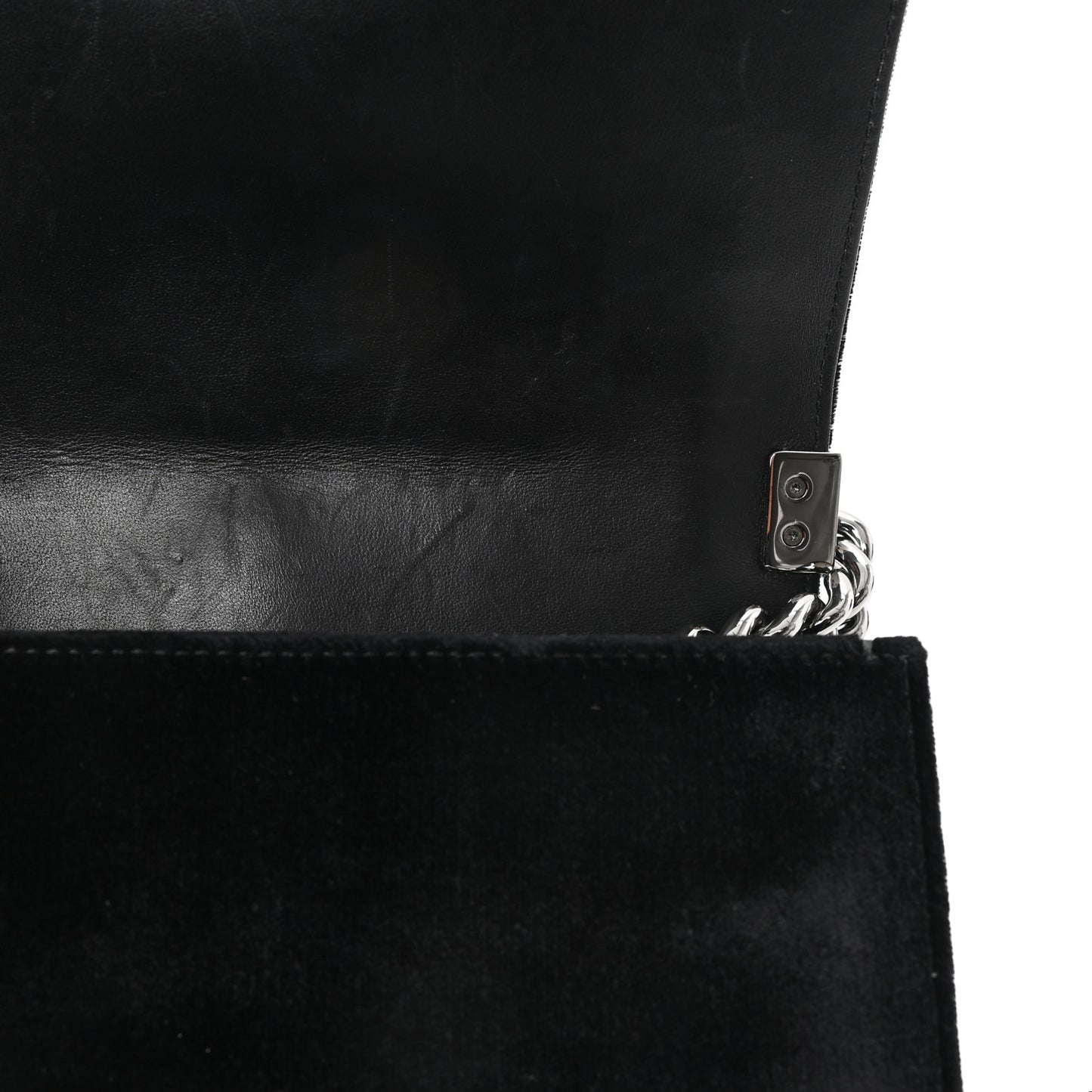 Velvet Quilted Small Boy Flap Black