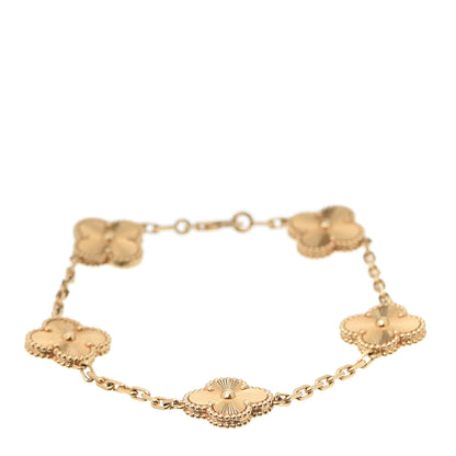 Van Cleef & Arpels 18K Yellow Gold 5 Motifs Guilloche Vintage Alhambra Bracelet 1 of 7