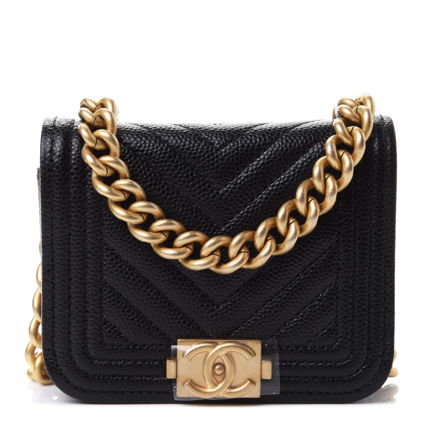 Caviar Chevron Quilted Boy Flap Waist Belt Bag Black