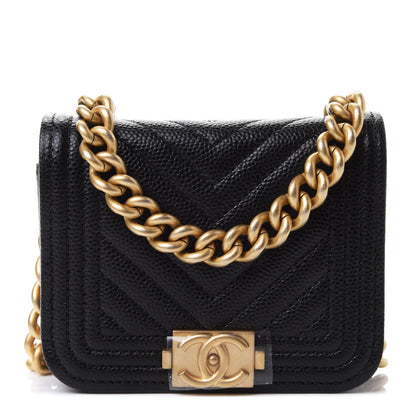 Chanel Caviar Chevron Quilted Boy Flap Waist Belt Bag Black 1 of 4
