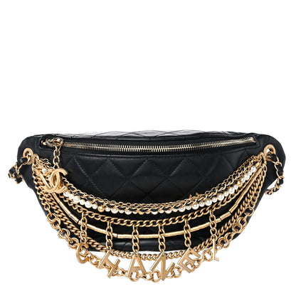 Chanel Lambskin Quilted All About Chains Waist Belt Bag Black 1 of 14
