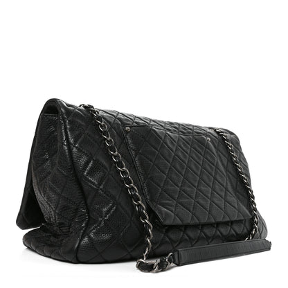 Chanel Grained Calfskin Quilted XXL Travel Flap Bag Black 3 of 10