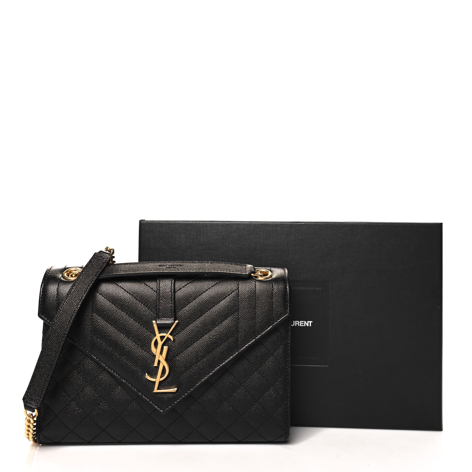 Saint Laurent Grain De Poudre Textured Mixed Matelasse Triquilt Medium Monogram Satchel Black 10 of 10