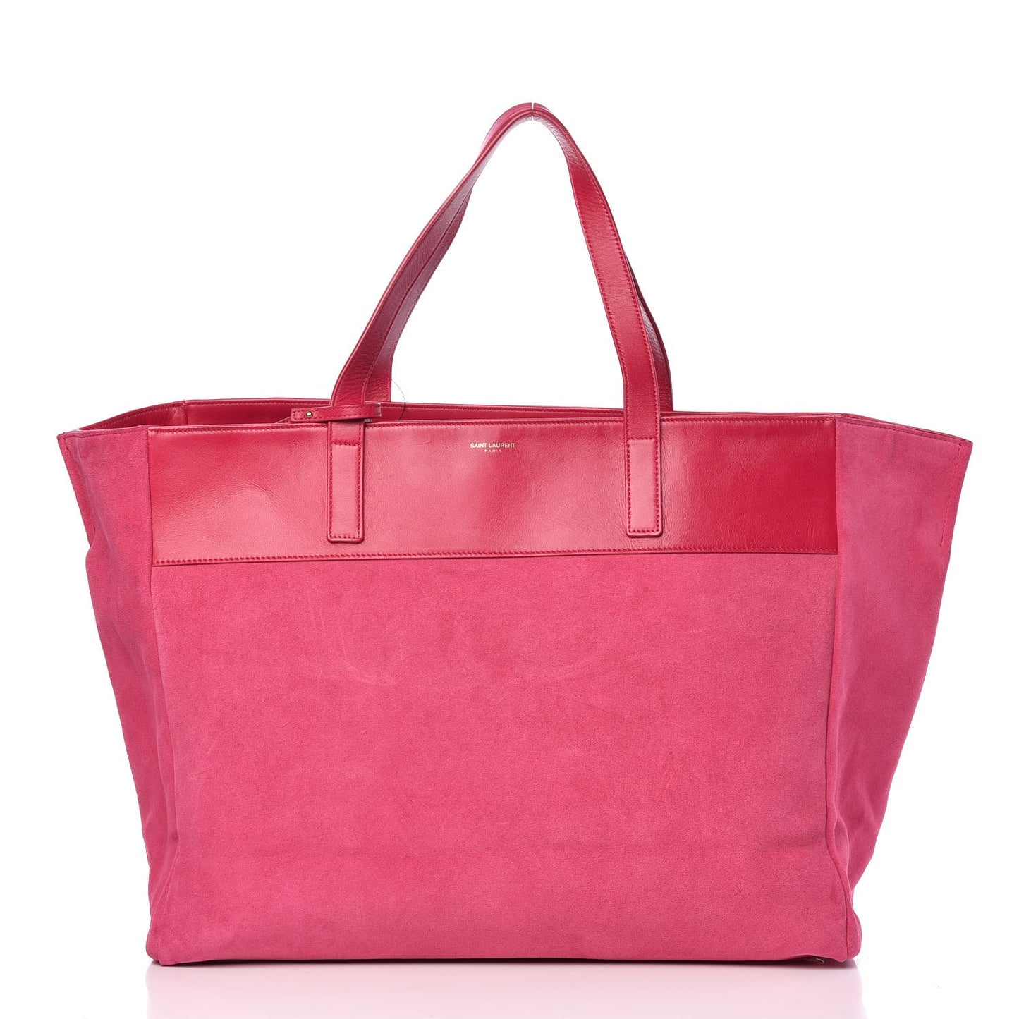 Calfskin Suede Reversible East West Shopper Tote Fuchsia