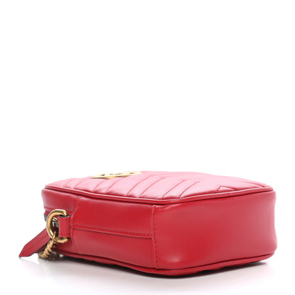 Gucci Calfskin Matelasse Mini GG Marmont Crossbody Bag Hibiscus Red 4 of 9