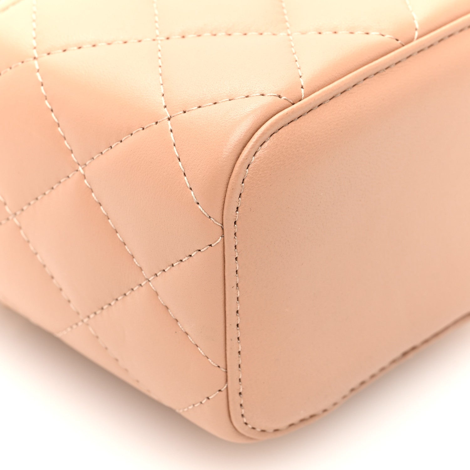 Chanel Lambskin Quilted Top Handle Mini Vanity Case With Chain Beige 9 of 10