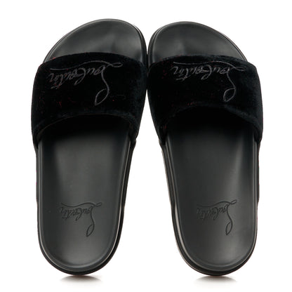 Christian Louboutin Suede Womens Navy Pool Donna Flat Slide Sandals 37 Black 2 of 10