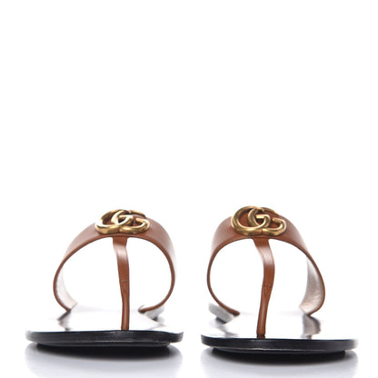 Gucci Calfskin GG Marmont Thong Sandals 42 Cognac 2 of 13
