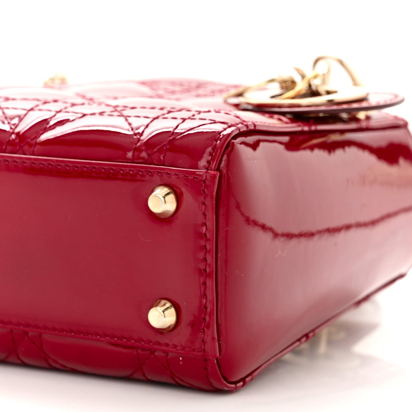 Patent Cannage Mini Lady Dior Red