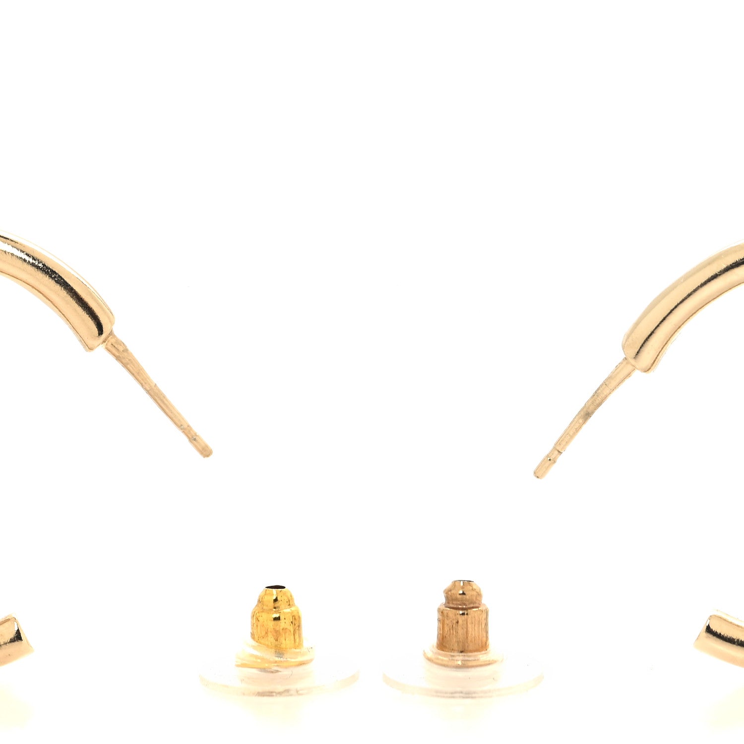 Chanel Metal Textured CC Hoop Earrings Gold 3 of 5