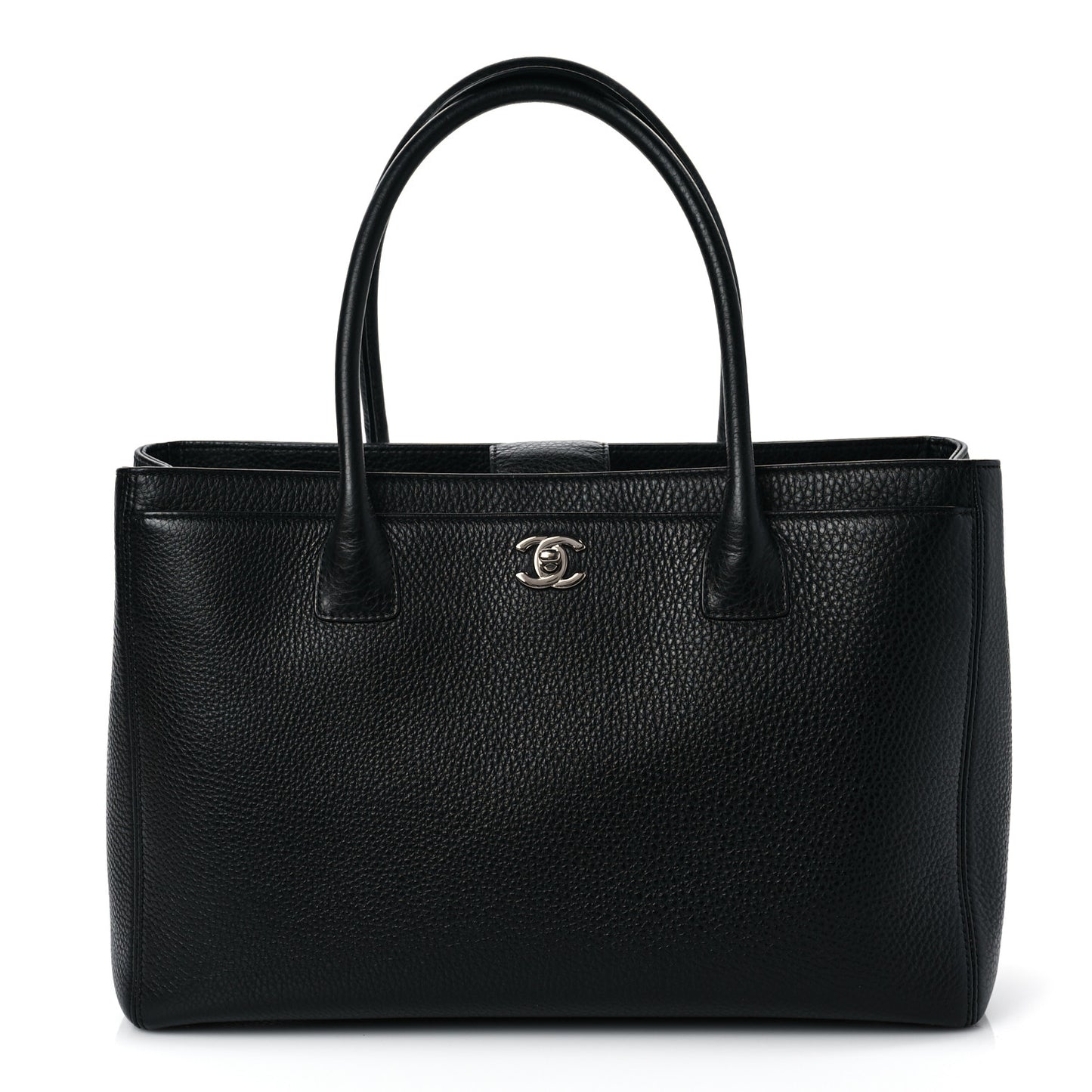 Calfskin Cerf Executive Shopper Tote Black