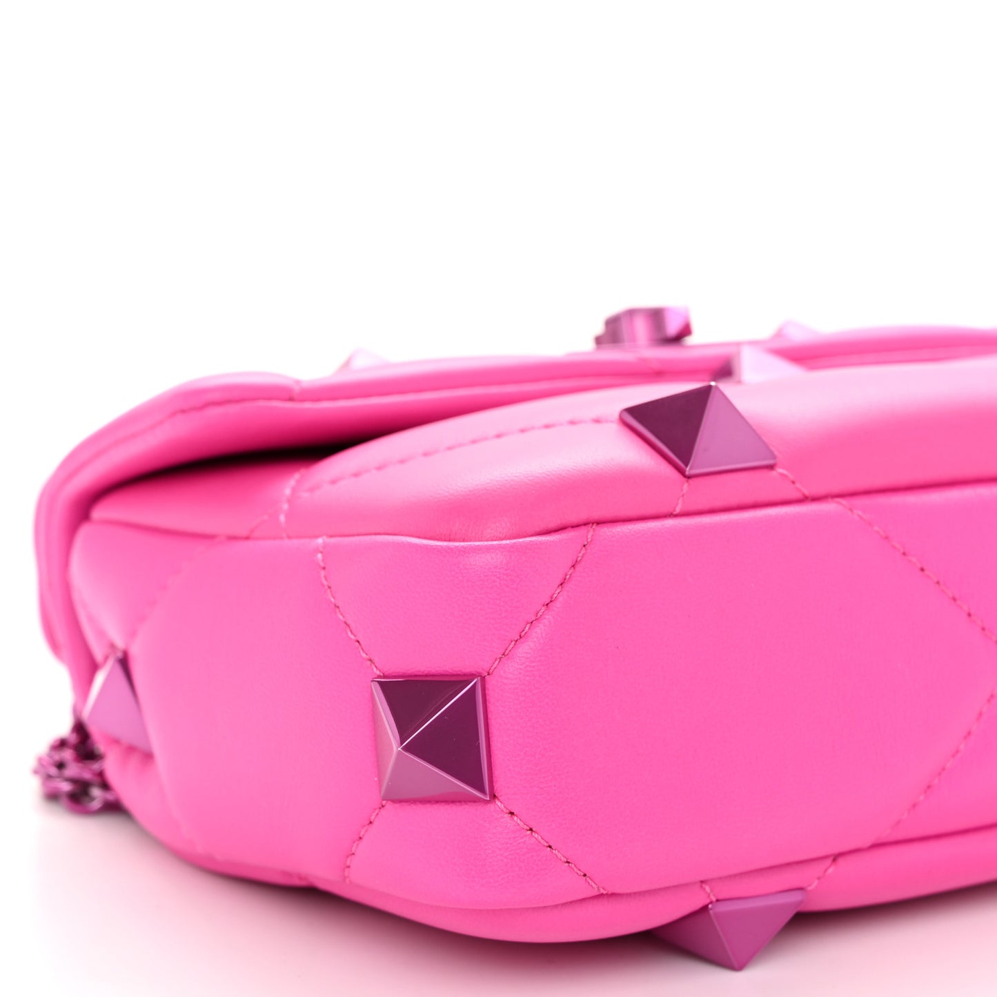 Nappa Lacquer Monochrome Small Roman Stud Shoulder Bag Pink PP