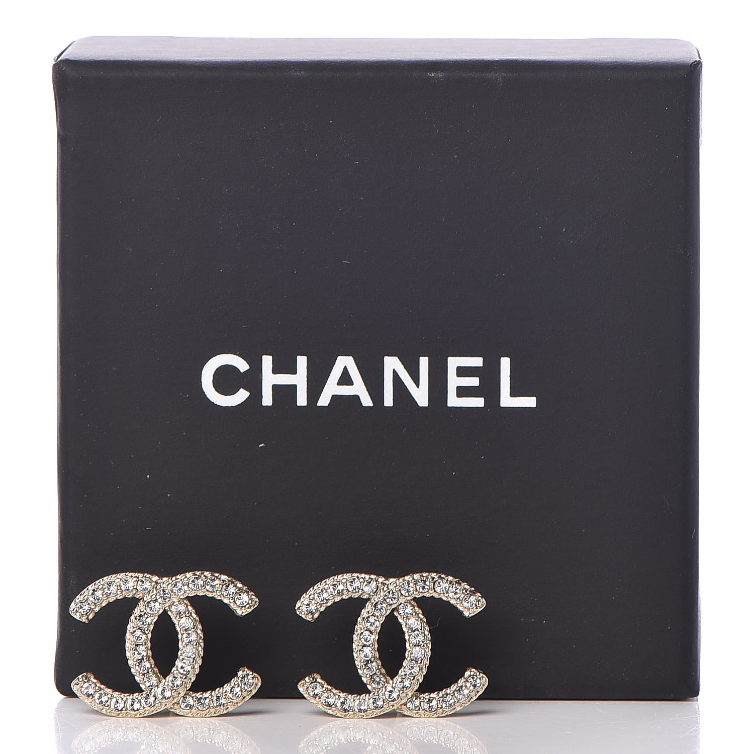 Chanel Crystal CC Earrings Gold 5 of 5