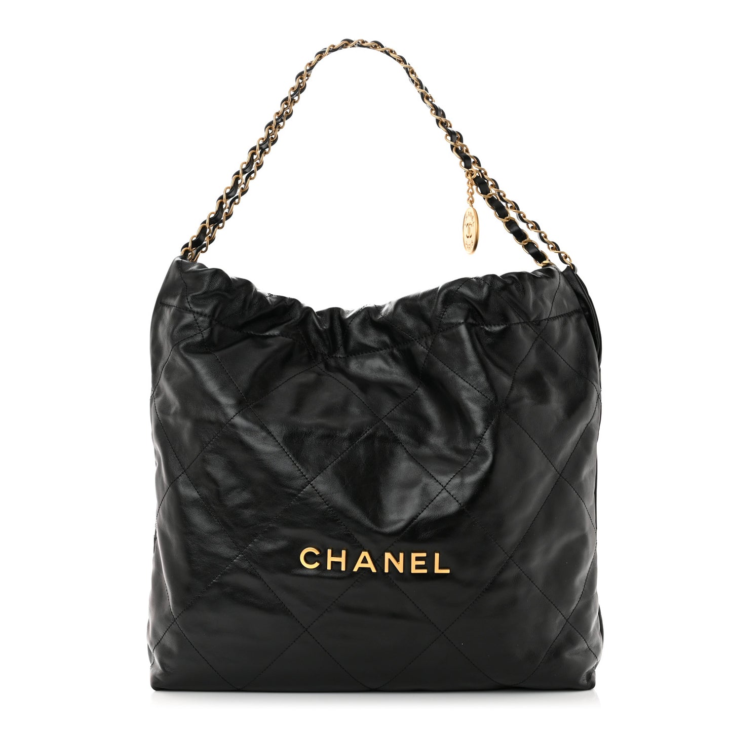 Shiny Calfskin Quilted Chanel 22 Black