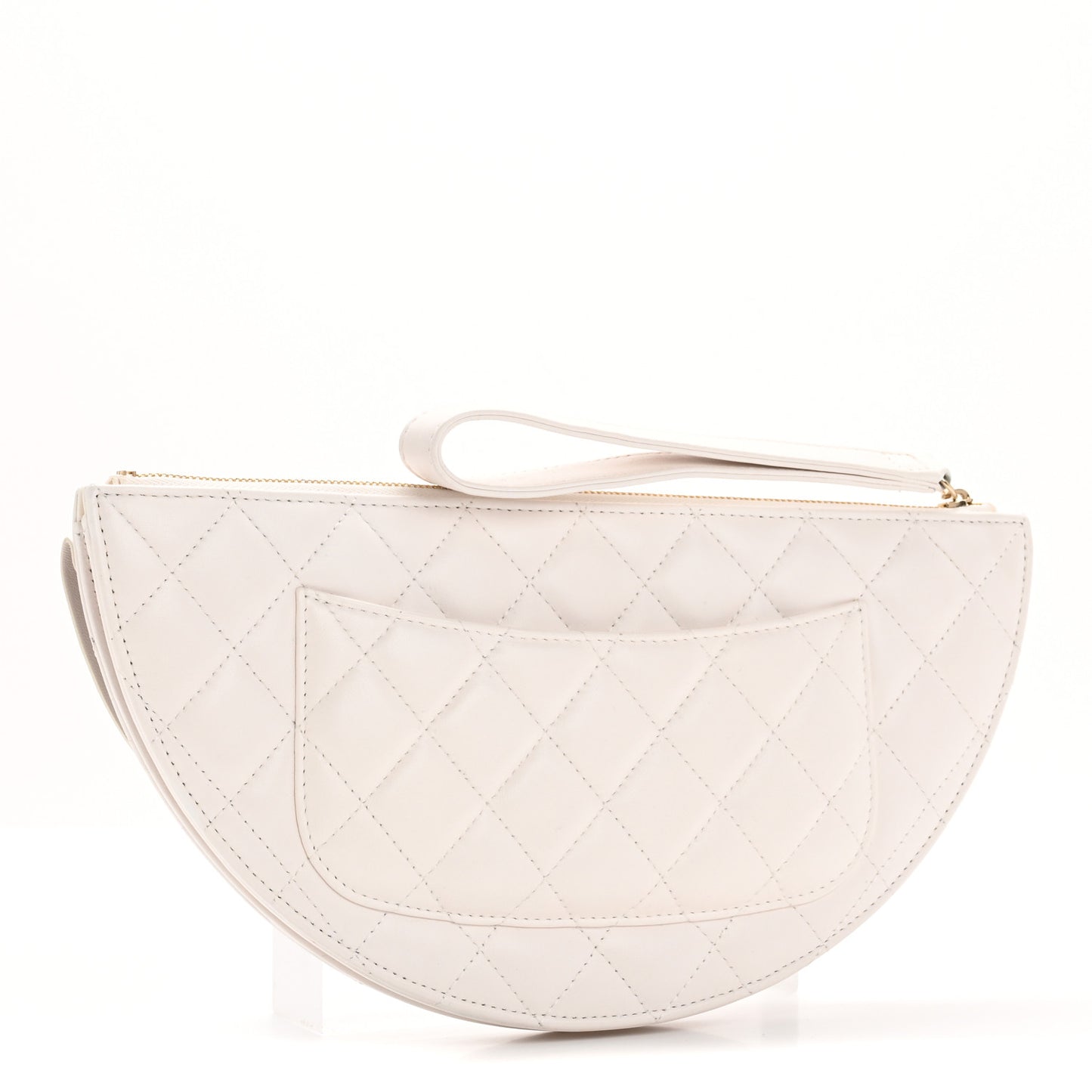 Lambskin Quilted Wave Clutch White