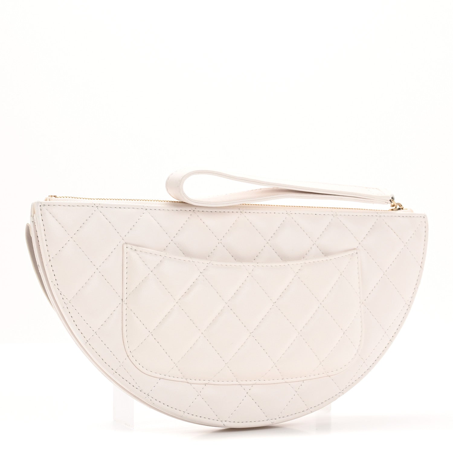 Chanel Lambskin Quilted Wave Clutch White 3 of 12