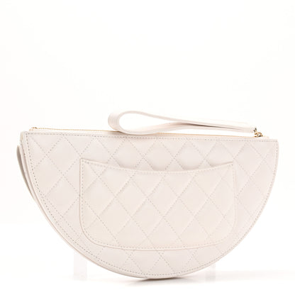Chanel Lambskin Quilted Wave Clutch White 3 of 12