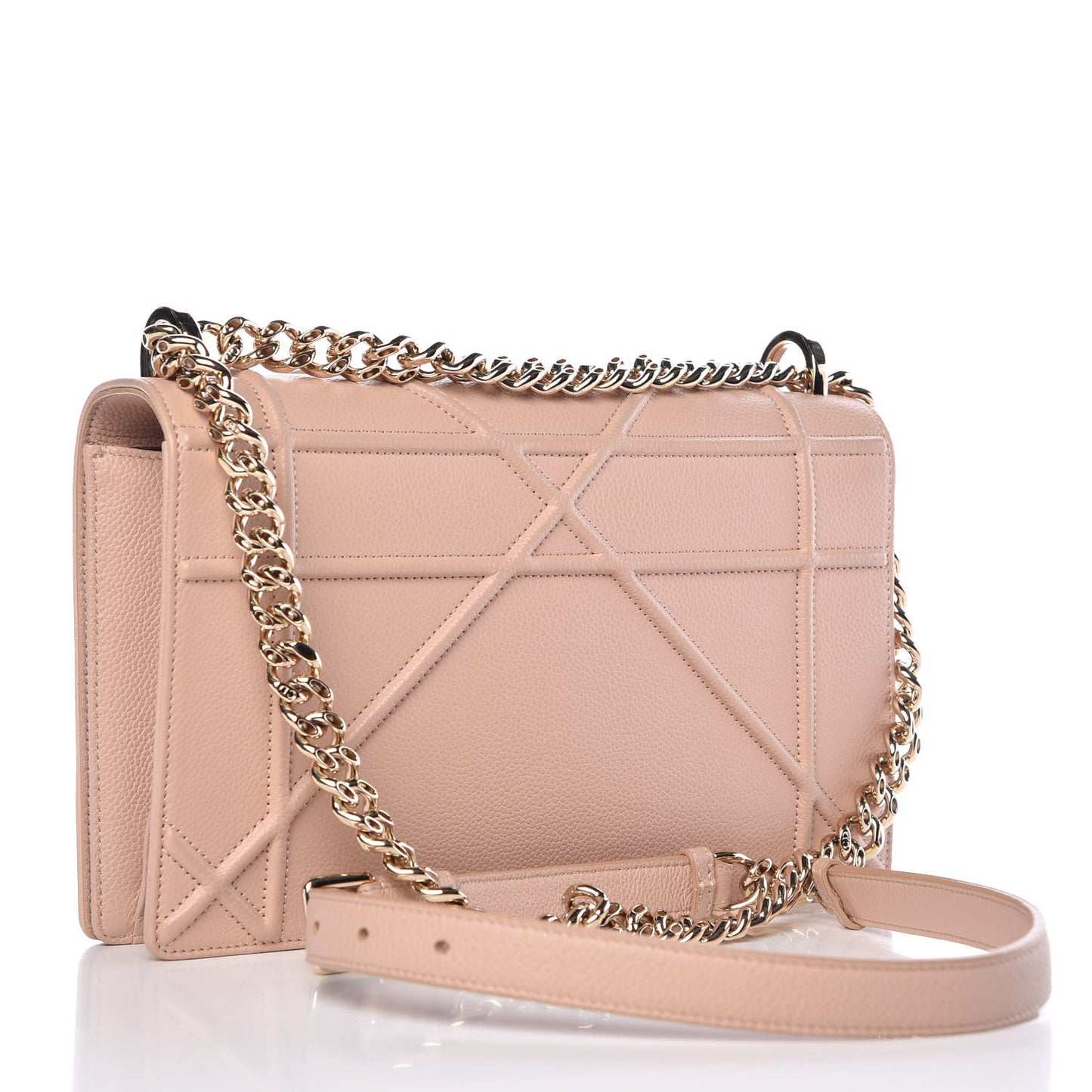 Grained Calfskin Medium Diorama Flap Bag Nude