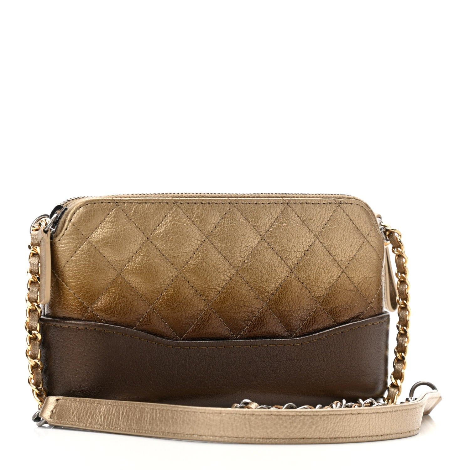Chanel Metallic Goatskin Quilted Small Gabrielle Clutch With Chain Bronze 3 of 12
