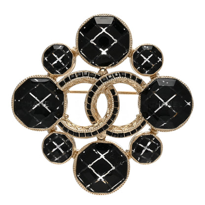 Chanel Crystal Large CC Quilted Logo Brooch Gold 1 of 6