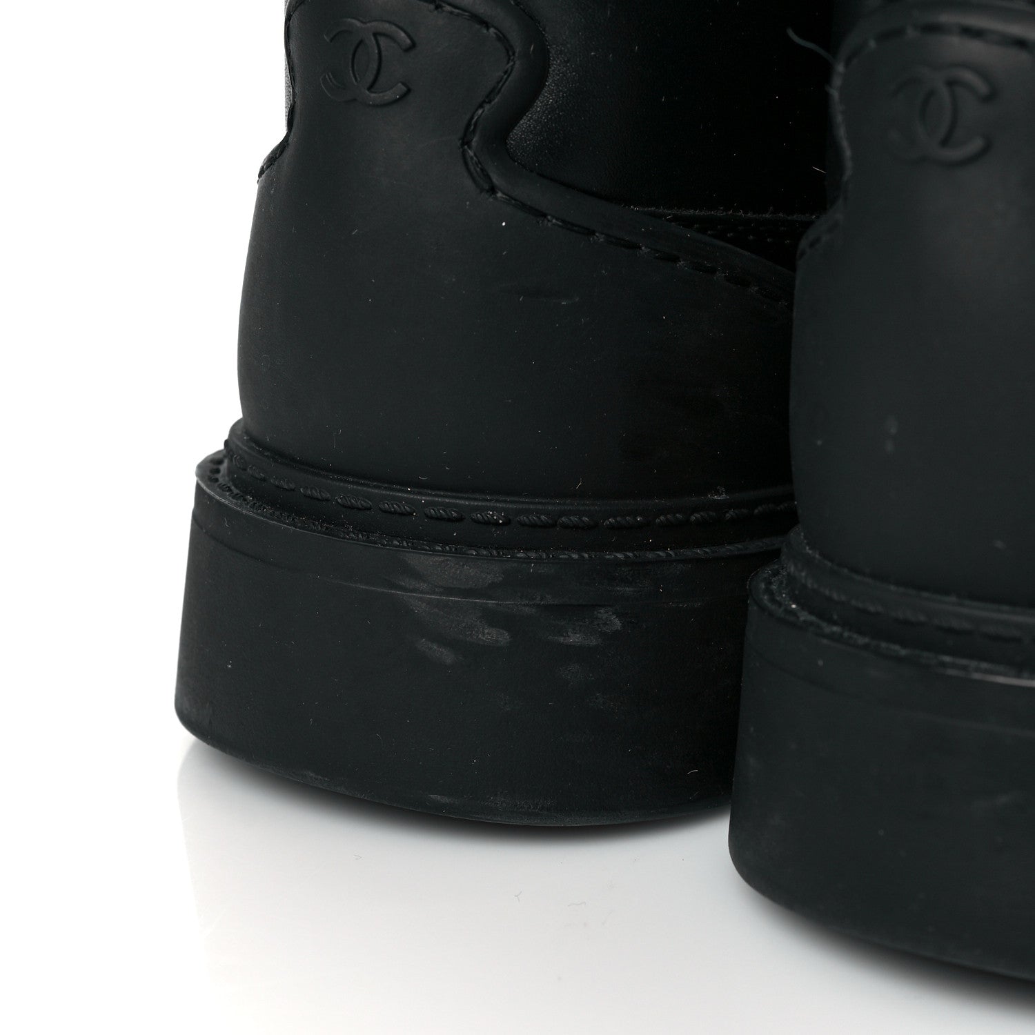 Chanel Calfskin Shearling CC Lace Up Boots 39 Black 8 of 8