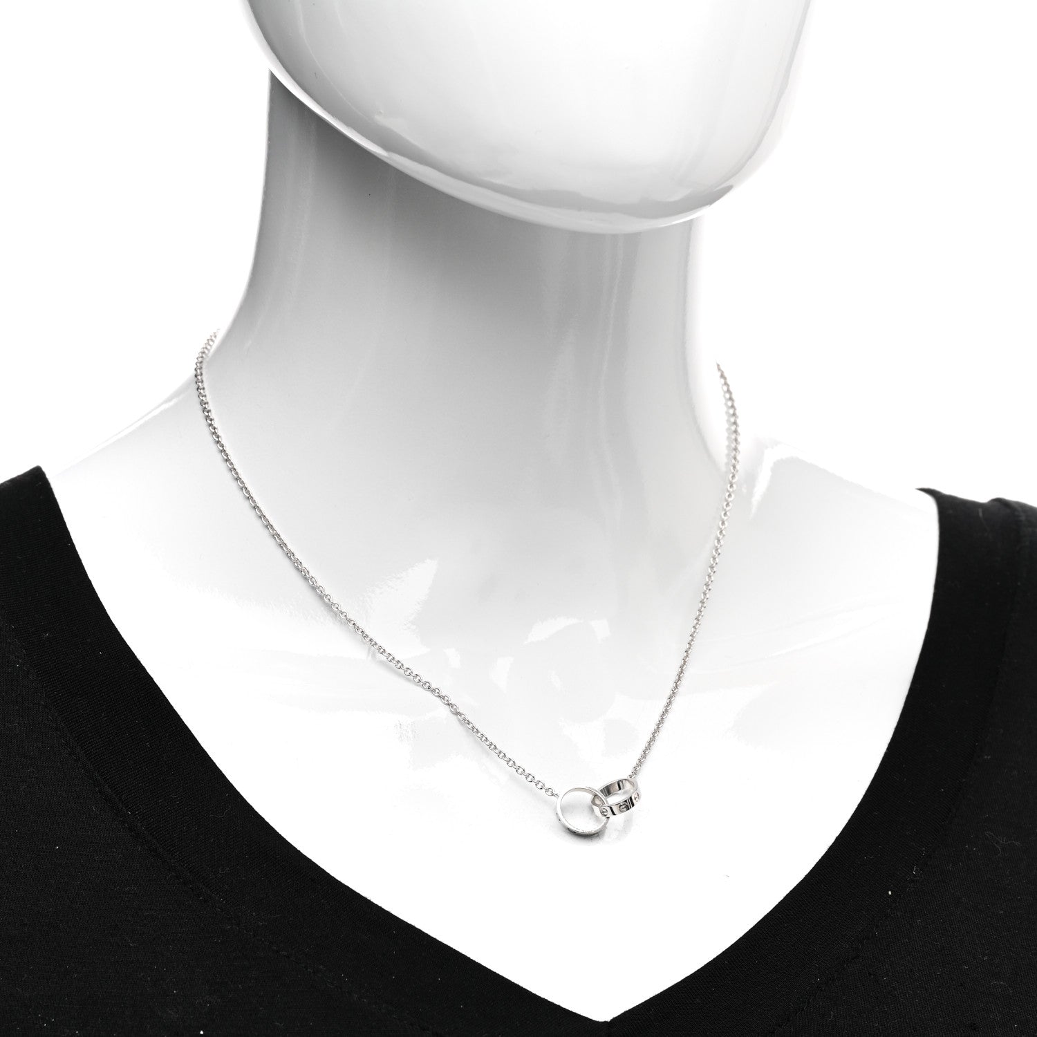 Cartier 18K White Gold Interlocking LOVE Necklace 2 of 4