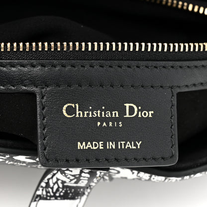 Christian Dior Calfskin Plan De Paris Printed Saddle Bag With Strap White Black 5 of 9