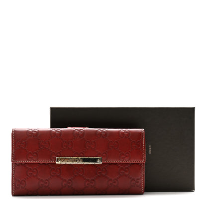 Gucci Guccissima Margaux Calfskin Metal Bar Continental Flap Wallet Dark Red 15 of 15