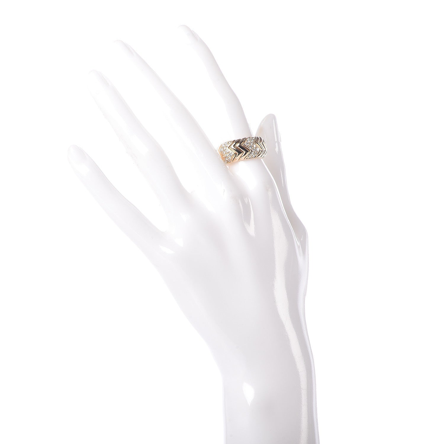 Bulgari 18K Yellow Gold Diamond Spiga Ring 53 6.5 2 of 4