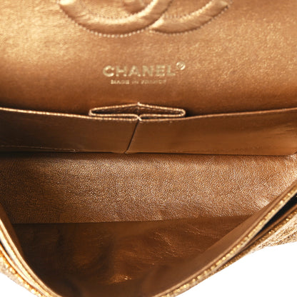 Chanel Metallic Crackled Calfskin Quilted Medium Double Flap Dark Gold 4 of 8