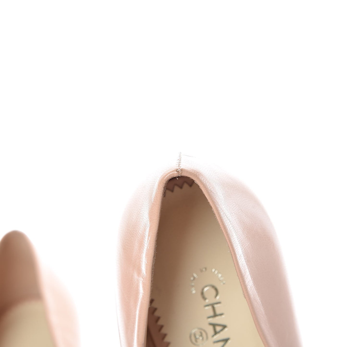 Lambskin Pearl Peep Toe Pumps 39.5 Beige Clair