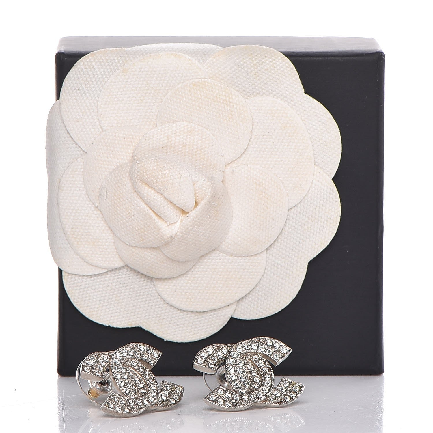 Chanel Crystal CC Earrings Silver 6 of 6