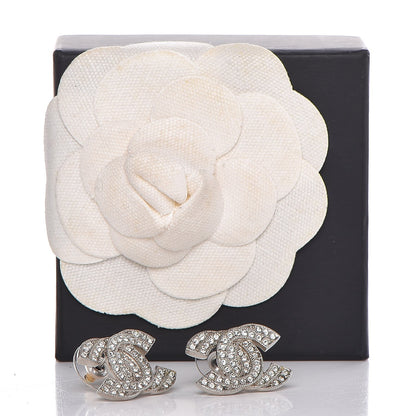 Chanel Crystal CC Earrings Silver 6 of 6