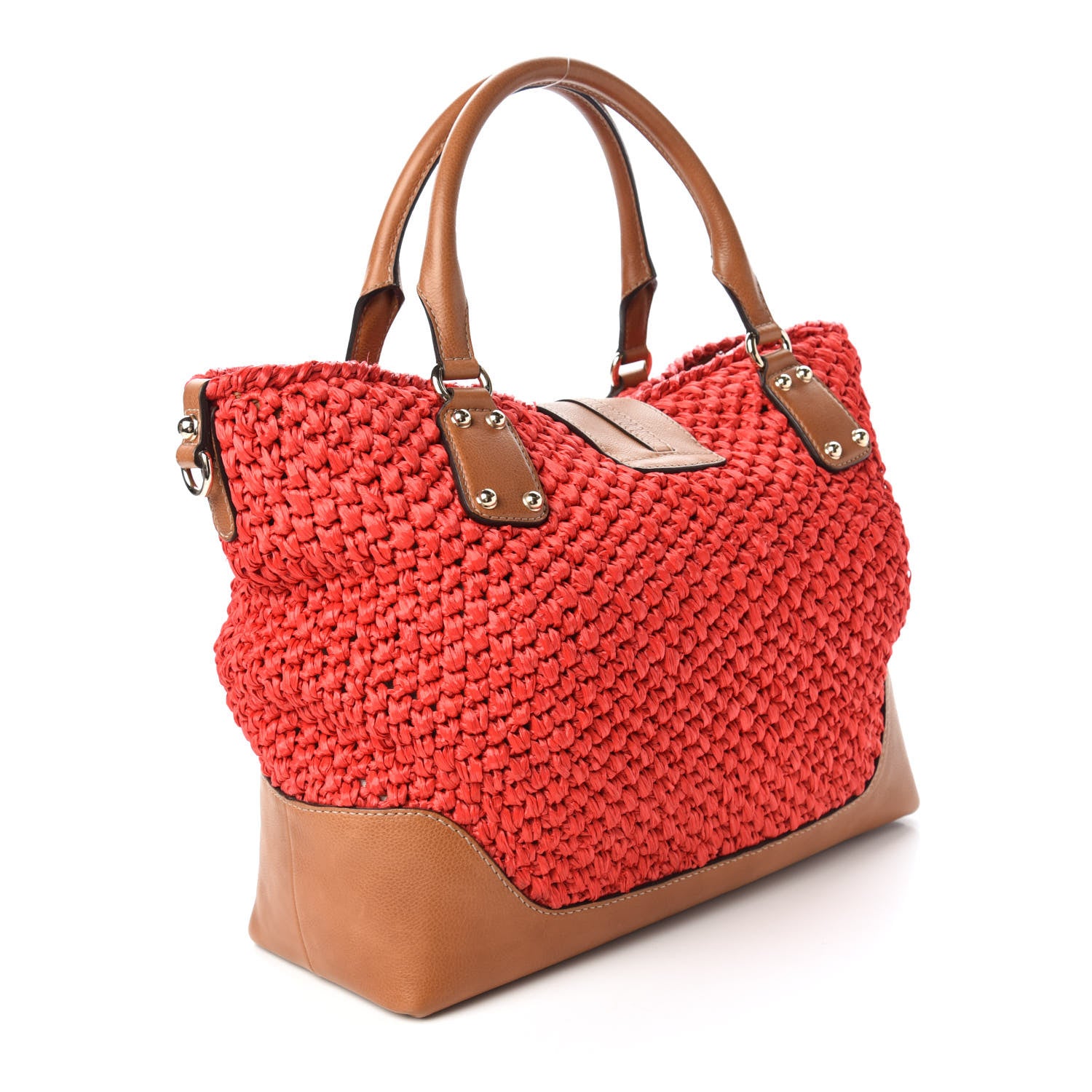 Gucci Raffia Large Santa Monica Tote Red 3 of 9