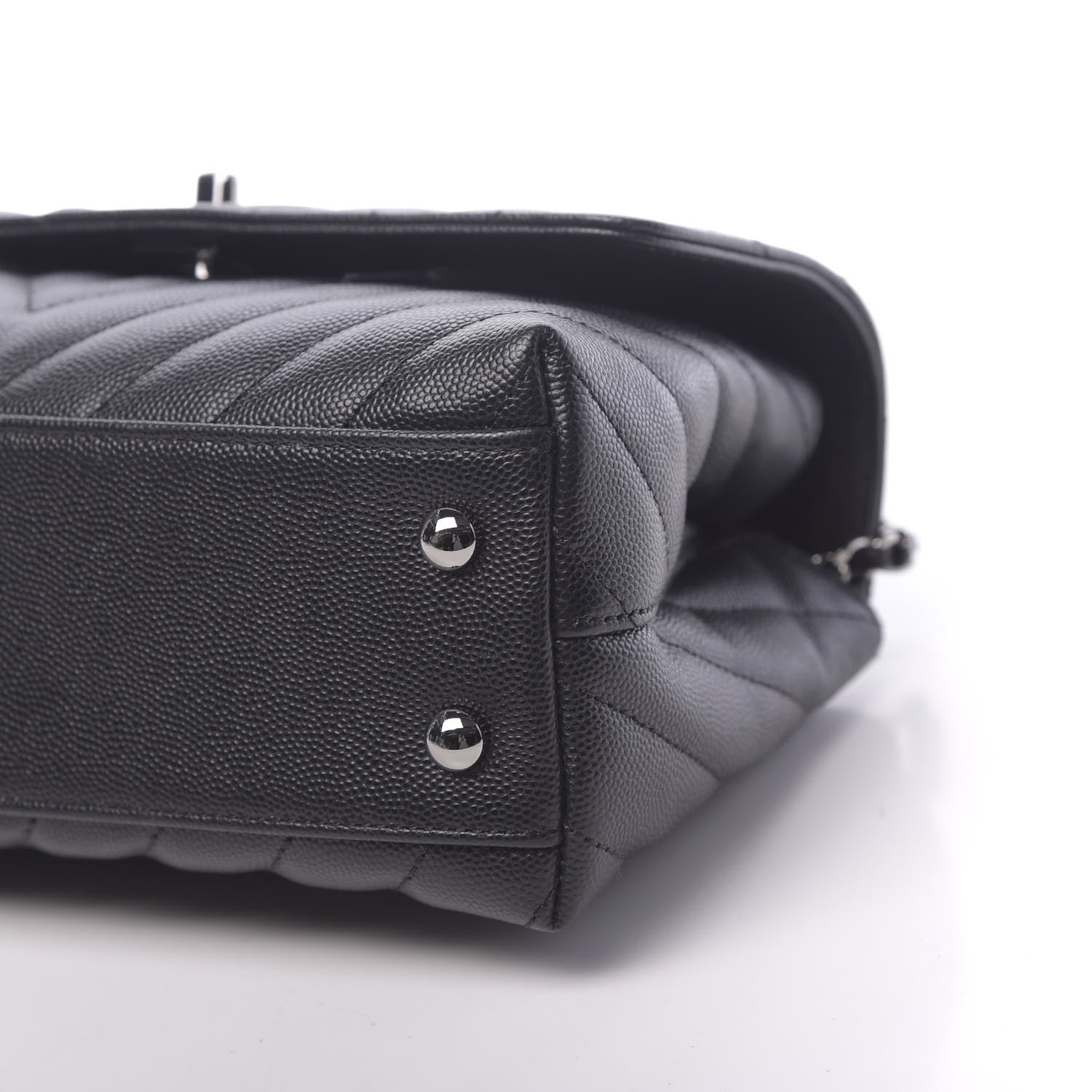 Chanel Caviar Chevron Quilted Mini Coco Handle Flap Black 10 of 11