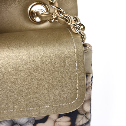 Chanel Nylon Quilted Medium Cat Emoticon Double Flap Navy Gold 10 of 13