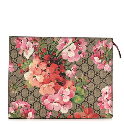 Gucci GG Supreme Monogram Blooms Large Cosmetic Case Beige Multicolor Dry Rose 1 of 10
