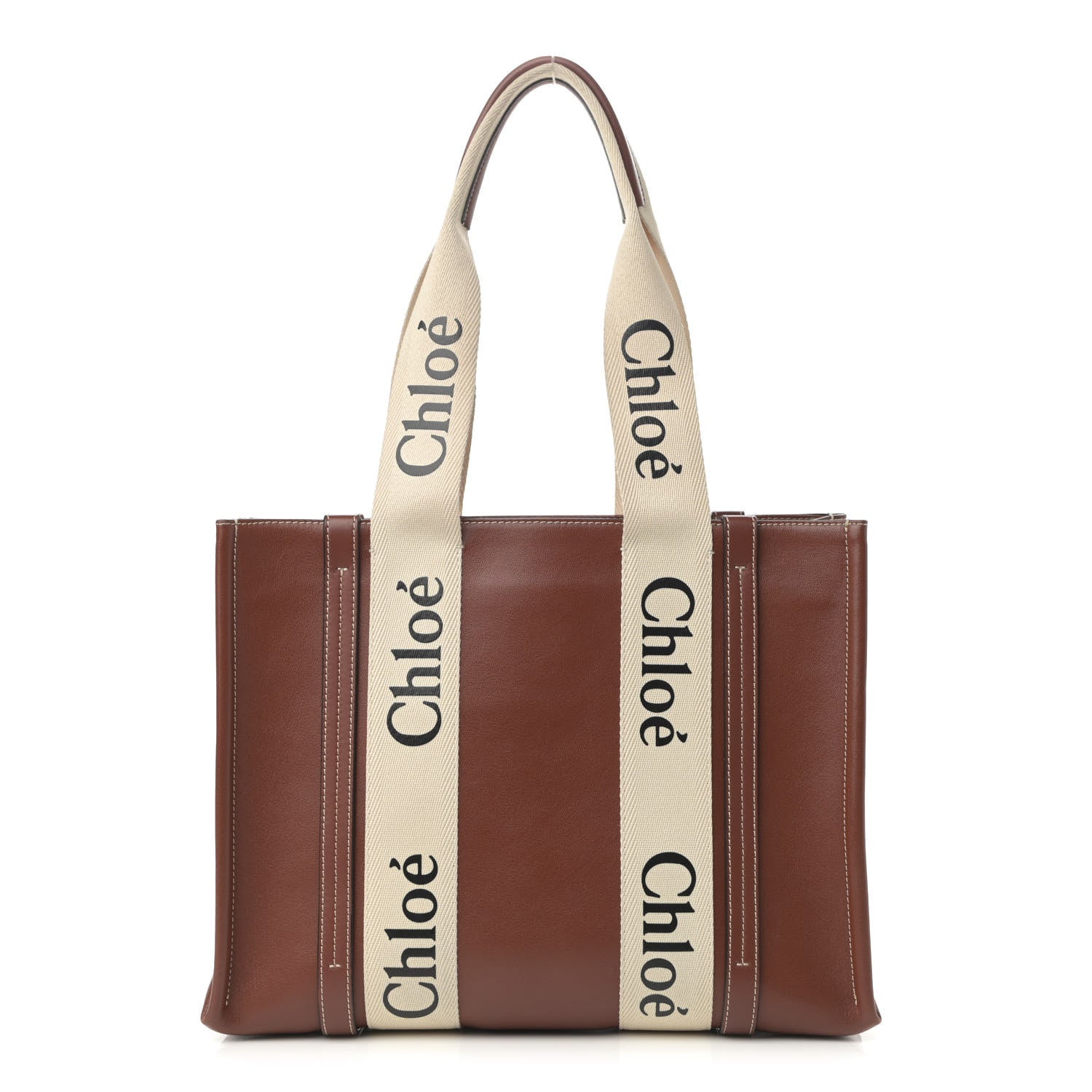 Chloe Calfskin Medium Woody Ribbon Tote Sepia Brown 1 of 13