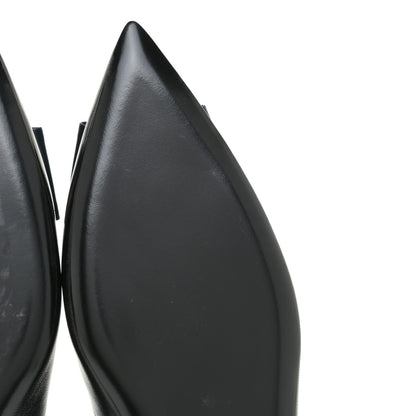 Saint Laurent Patent Smooth Lambskin Anais Slingback Flats 36.5 Black Navy 8 of 16