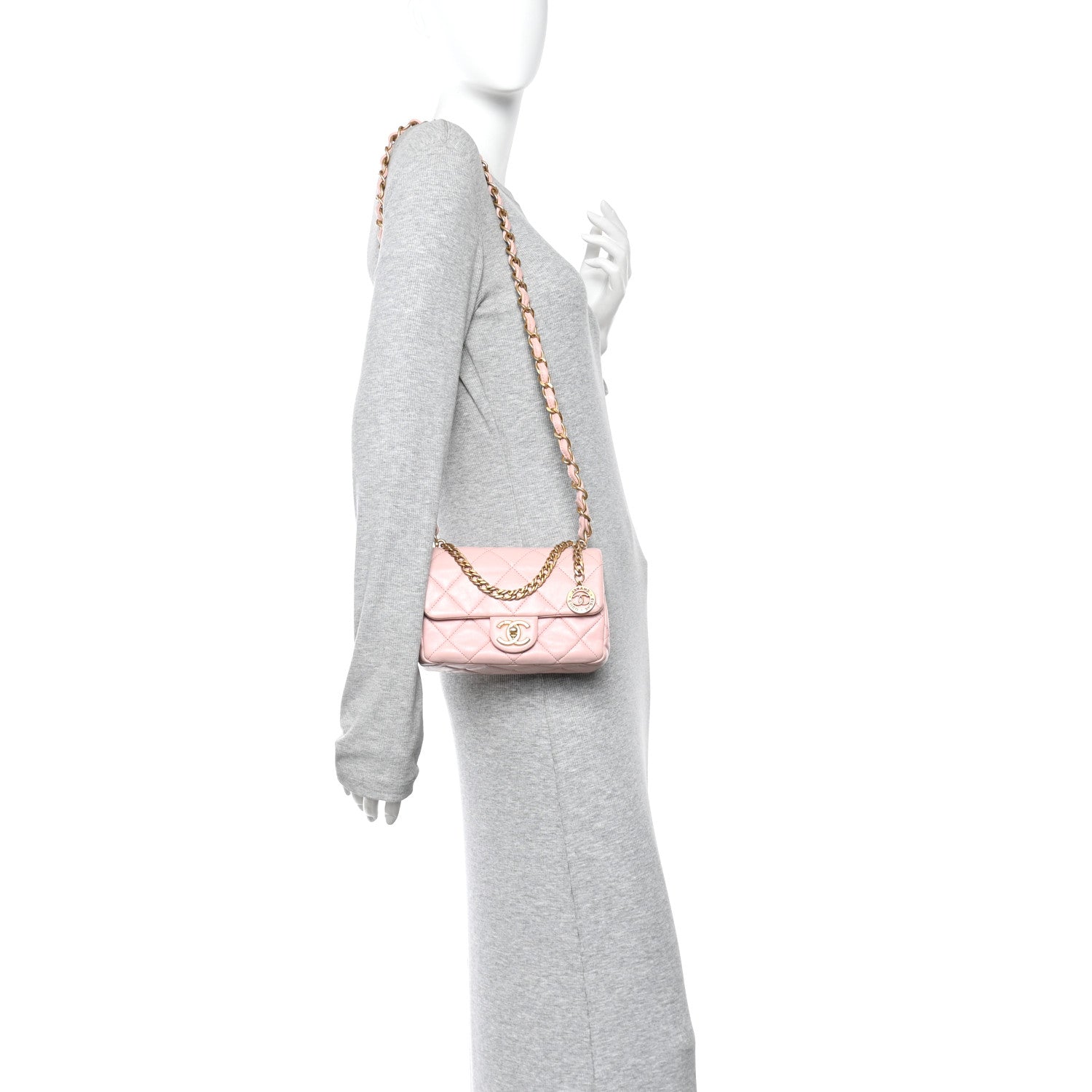 Chanel Lambskin Quilted Mini Heart Charms Flap Light Pink 2 of 10
