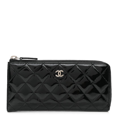 Chanel Patent Quilted Zip Around Wallet Black 1 of 9