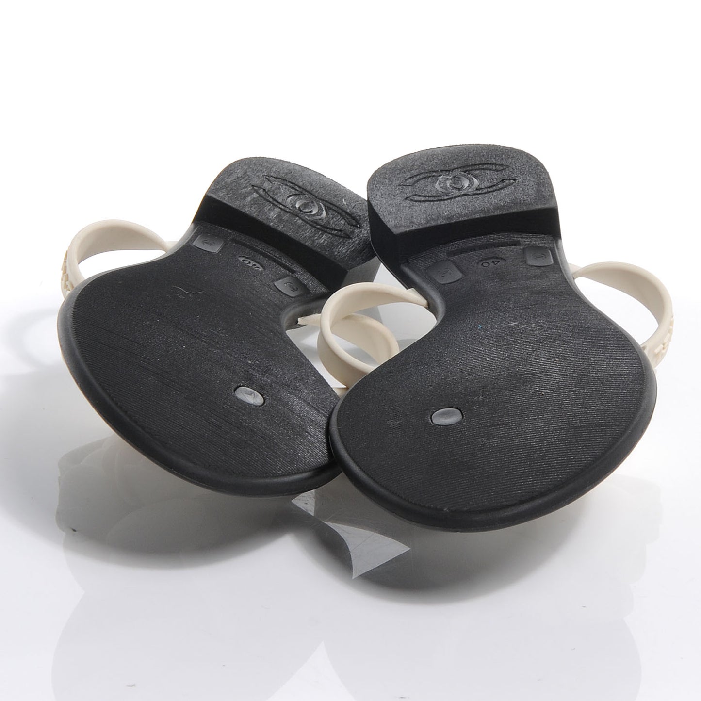Jelly Quilted Camellia Thong Sandals 40 Black White