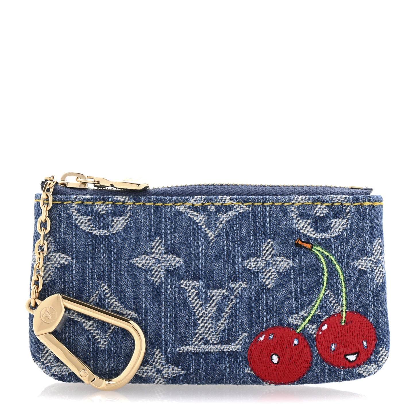 LV X TM Monogram Denim Cerises Key Pouch Blue