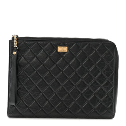 Chanel Aged Calfskin Quilted 2.55 Reissue Pouch With Handle Black 1 of 7
