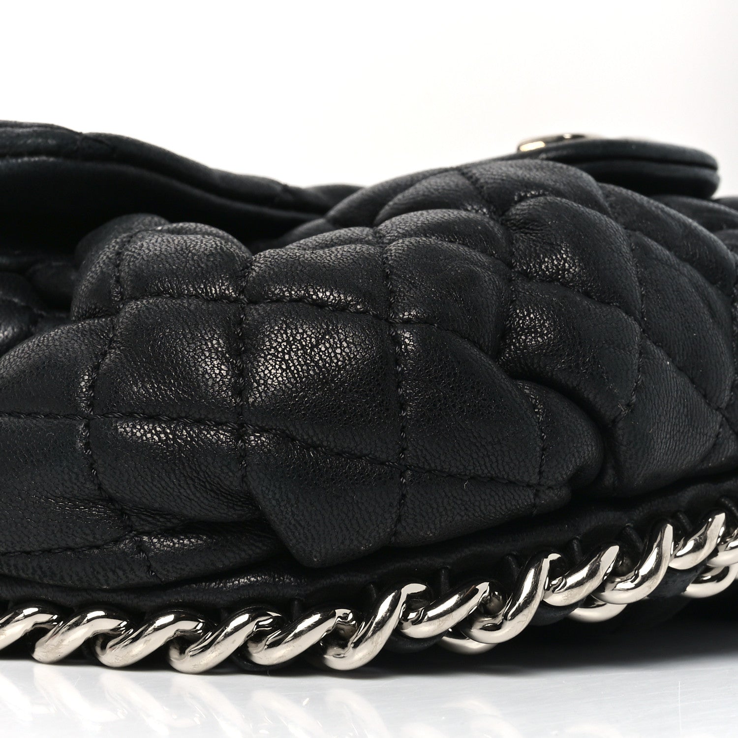 Chanel Washed Lambskin Quilted Mini Chain Around Flap Black 8 of 10