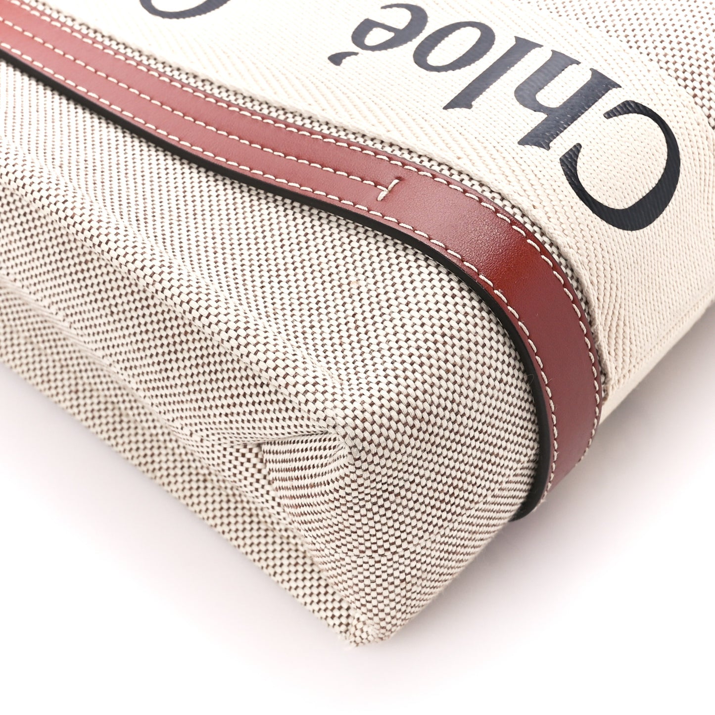 Cotton Calfskin Small Woody Ribbon Tote With Strap White Brown
